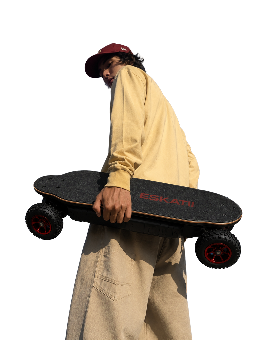 ESKATII rider on the all-terrain electric skateboard.